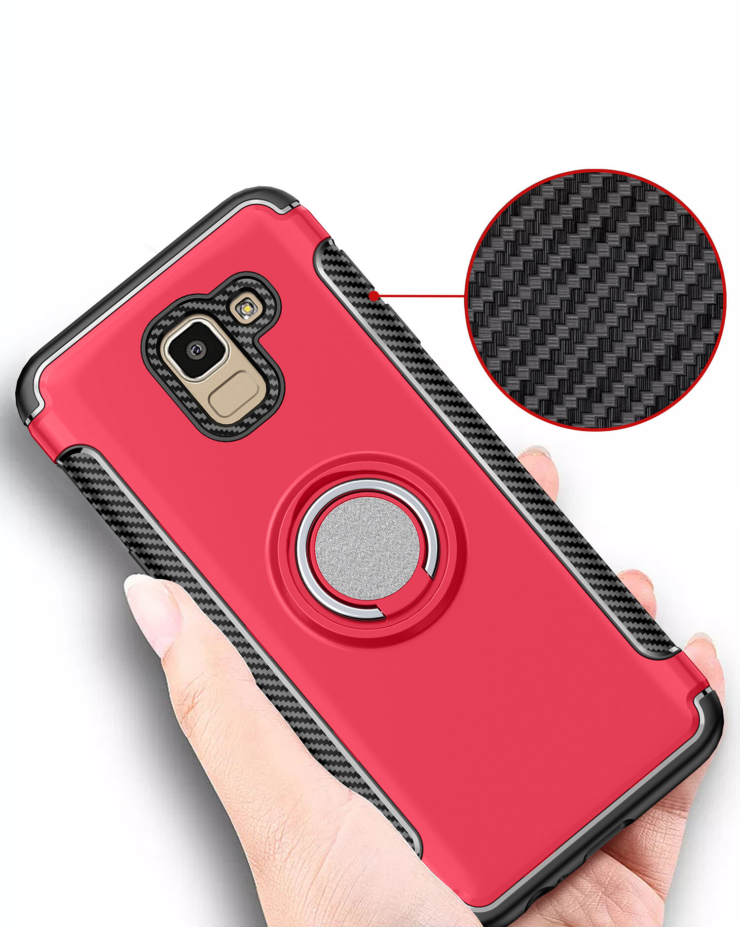 Tartós tok tartóval Samsung Galaxy J6 (2018) - piros