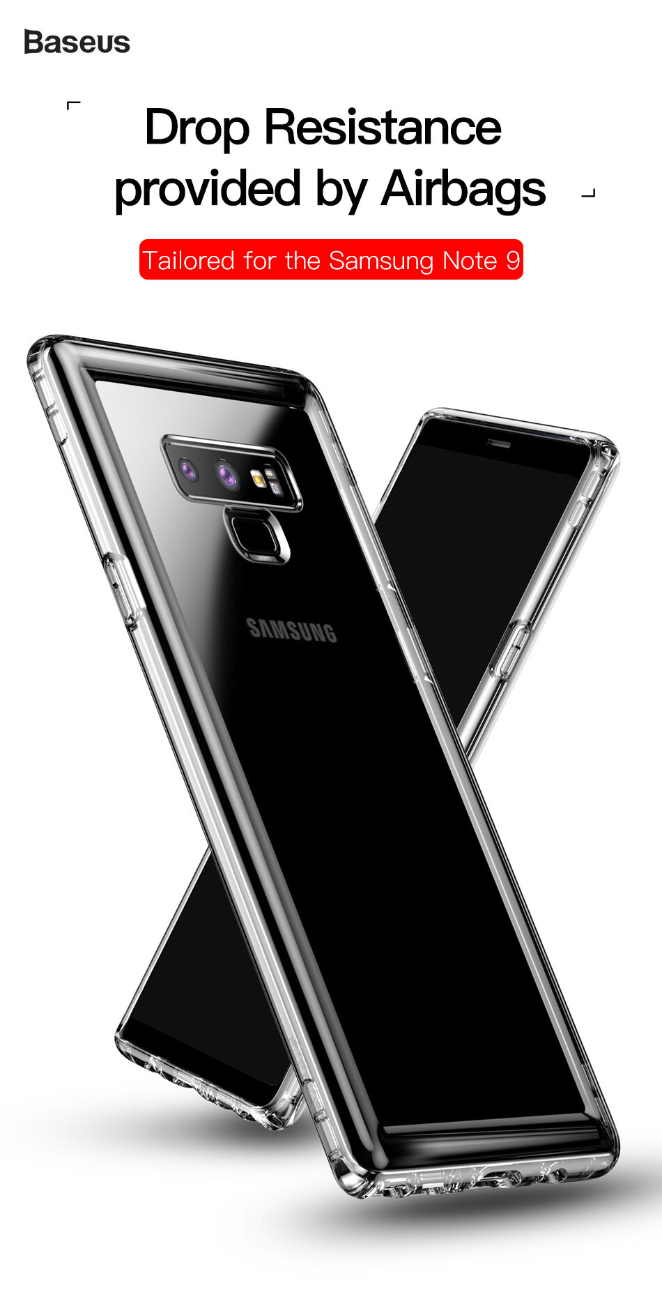 Baseus Safety műanyag tok fekete Samsung Galaxy Note 9 - transzparens