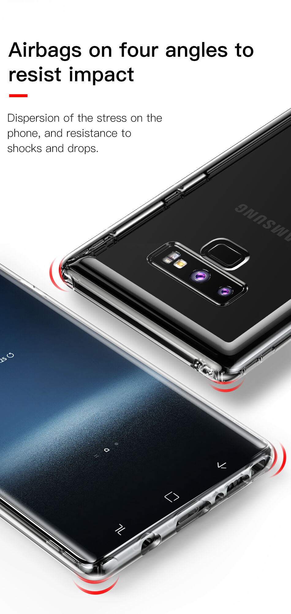 Baseus Safety műanyag tok fekete Samsung Galaxy Note 9 - transzparens