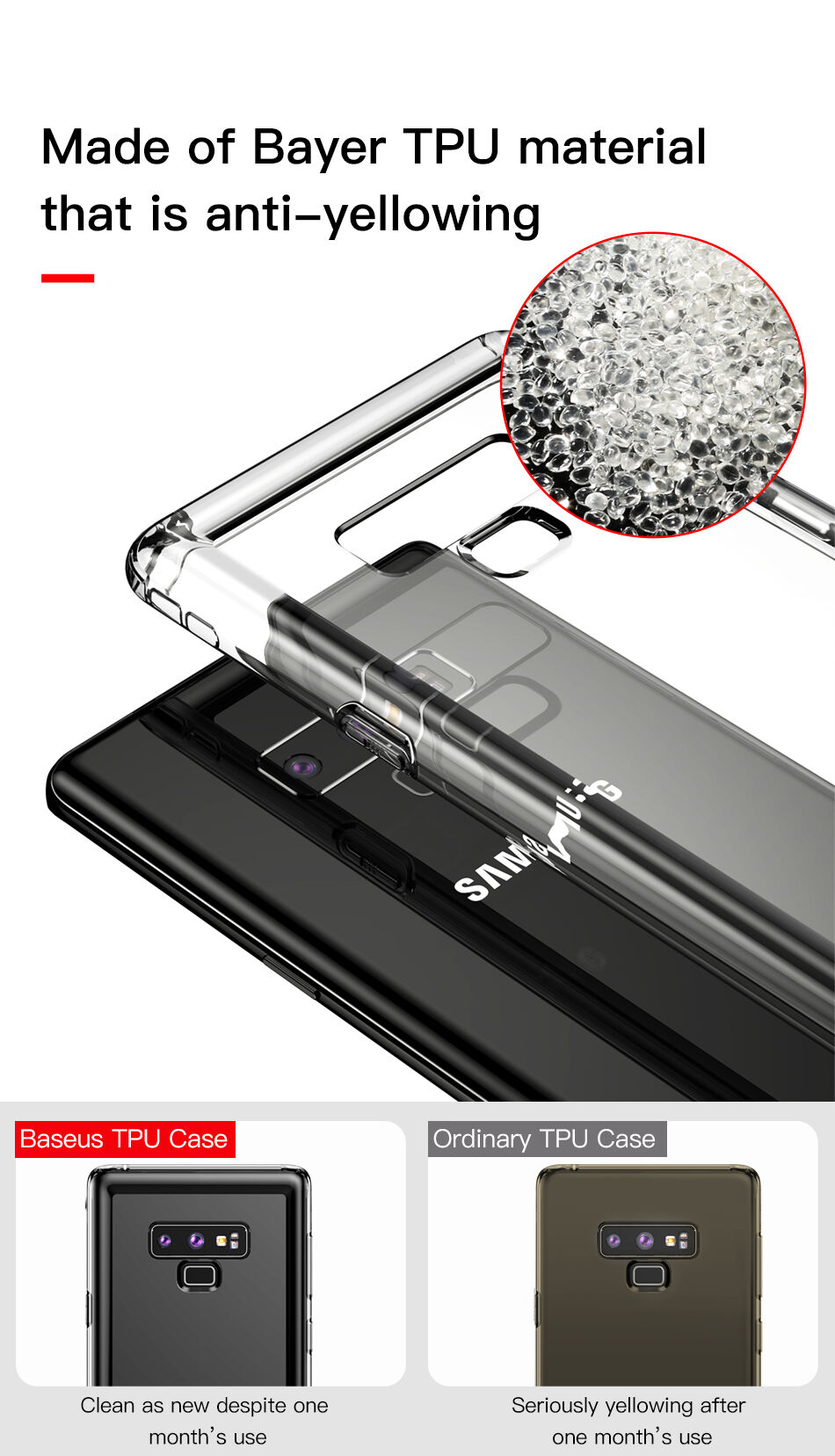Baseus Safety műanyag tok fekete Samsung Galaxy Note 9 - transzparens