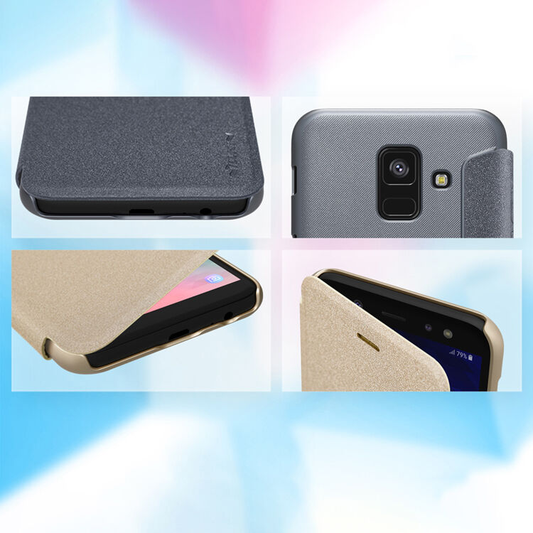 Nillkin Sparkle flip cover tok Samsung Galaxy A6 (2018) - fekete