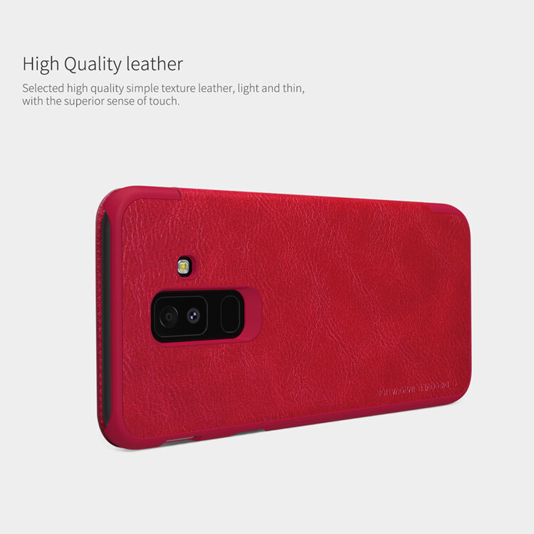 Nillkin Qin bőr flip cover tok Samsung Galaxy A6 Plus (2018) - barna