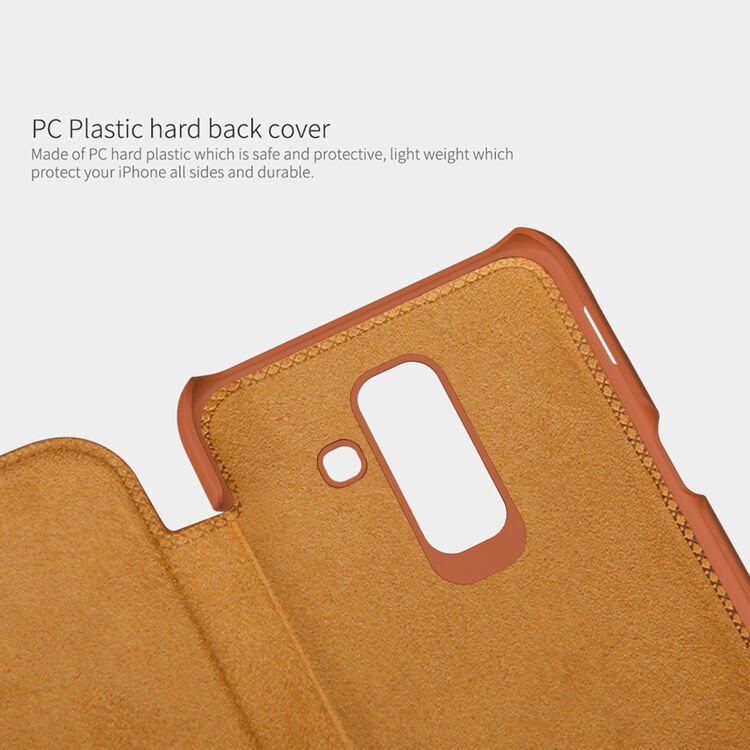 Nillkin Qin bőr flip cover tok Samsung Galaxy A6 Plus (2018) - fekete