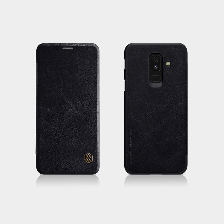 Nillkin Qin bőr flip cover tok Samsung Galaxy A6 Plus (2018) - fekete