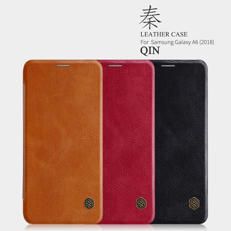 Nillkin Qin bőr flip cover tok Samsung Galaxy A6 (2018) - barna