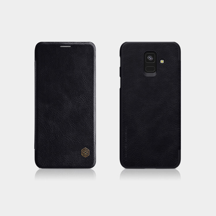Nillkin Qin bőr flip cover tok Samsung Galaxy A6 (2018) - fekete