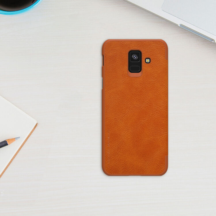 Nillkin Qin bőr flip cover tok Samsung Galaxy A6 (2018) - fekete