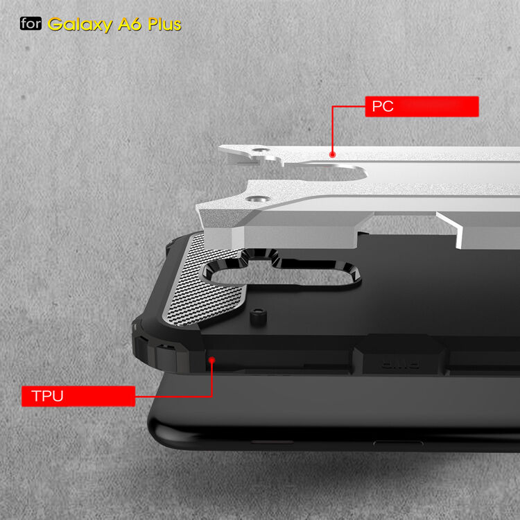 Szuper tartós Armor tok Samsung Galaxy A6 Plus (2018) - rózsaszín-arany