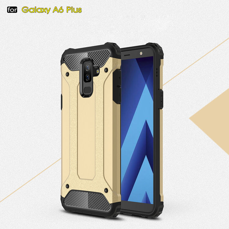 Szuper tartós Armor tok Samsung Galaxy A6 Plus (2018) - rózsaszín-arany