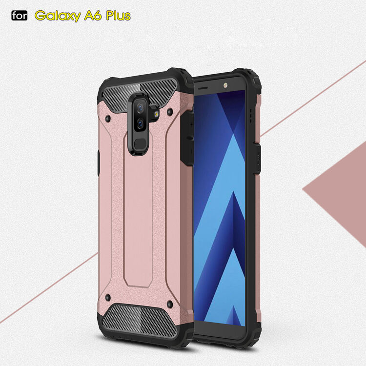 Szuper tartós Armor tok Samsung Galaxy A6 Plus (2018) - rózsaszín-arany