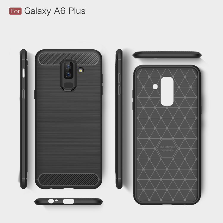 Műanyag tok csiszolt textúrával Samsung Galaxy A6 Plus (2018) - sötétkék
