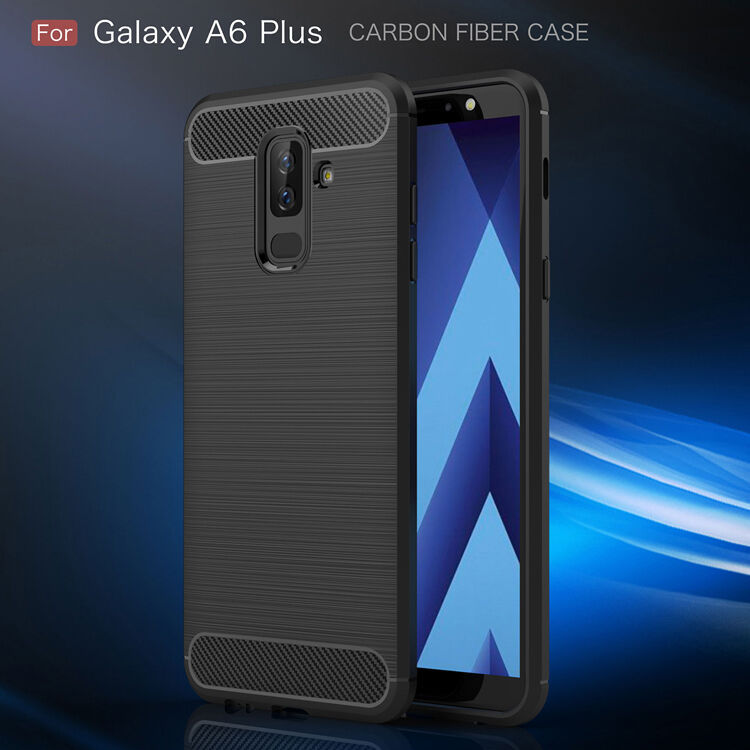 Műanyag tok csiszolt textúrával Samsung Galaxy A6 Plus (2018) - piros