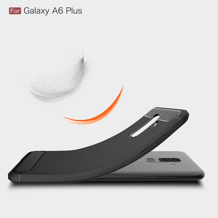 Műanyag tok csiszolt textúrával Samsung Galaxy A6 Plus (2018) - piros