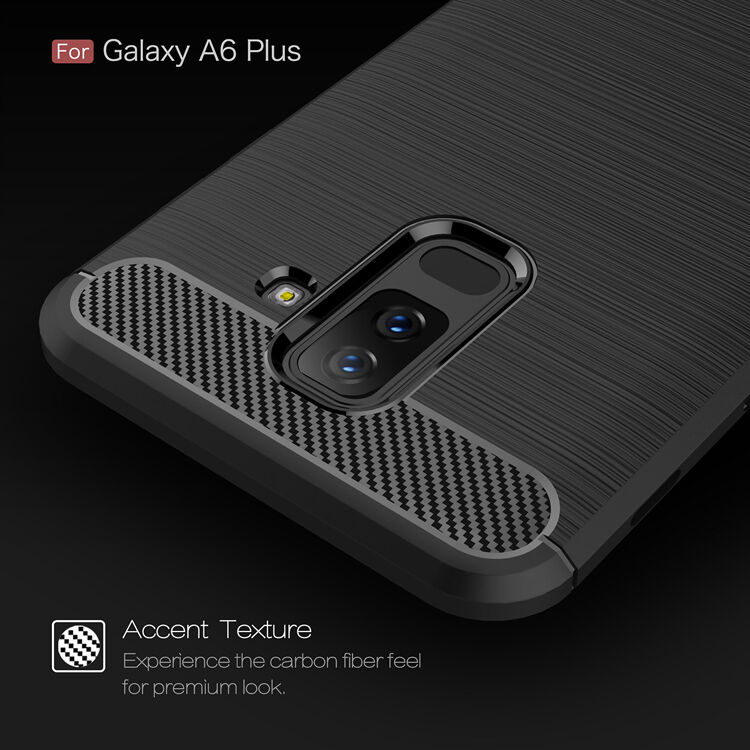 Műanyag tok csiszolt textúrával Samsung Galaxy A6 Plus (2018) - szürke