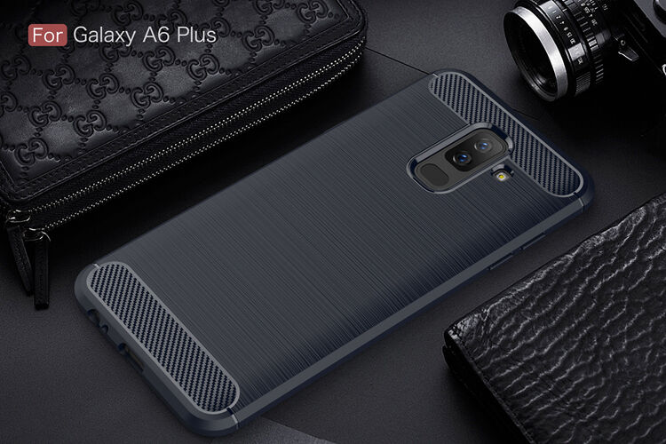 Műanyag tok csiszolt textúrával Samsung Galaxy A6 Plus (2018) - fekete