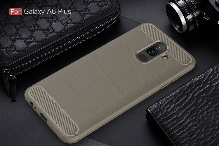 Műanyag tok csiszolt textúrával Samsung Galaxy A6 Plus (2018) - fekete