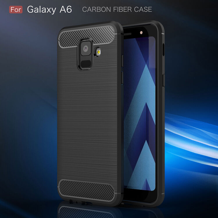 Műanyag tok csiszolt textúrával Samsung Galaxy A6 (2018) - fekete