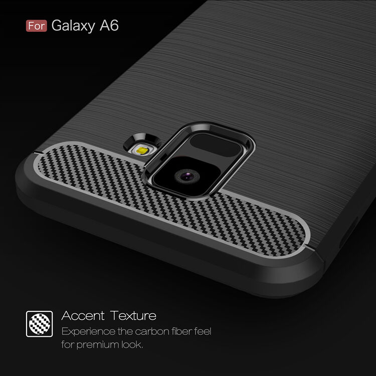 Műanyag tok csiszolt textúrával Samsung Galaxy A6 (2018) - fekete