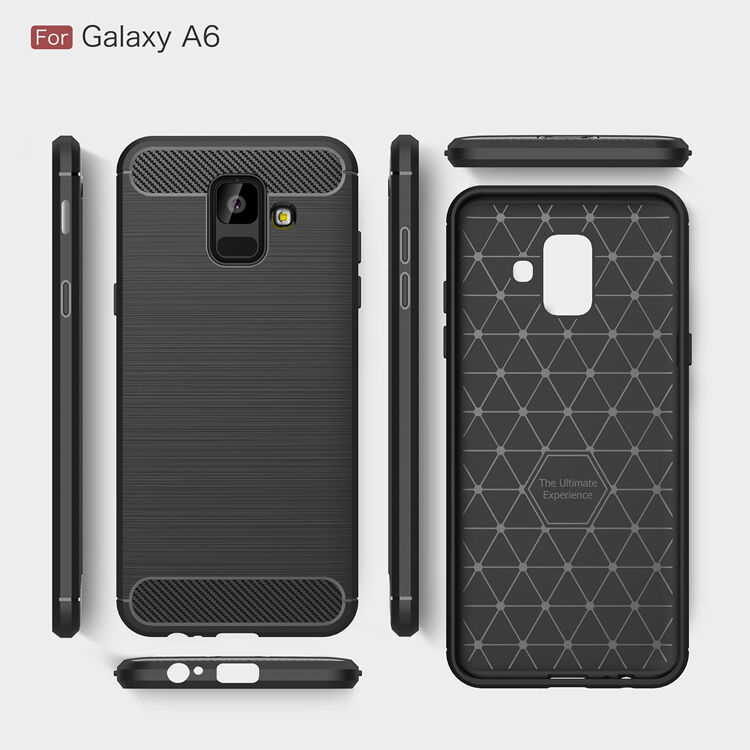 Műanyag tok csiszolt textúrával Samsung Galaxy A6 (2018) - fekete
