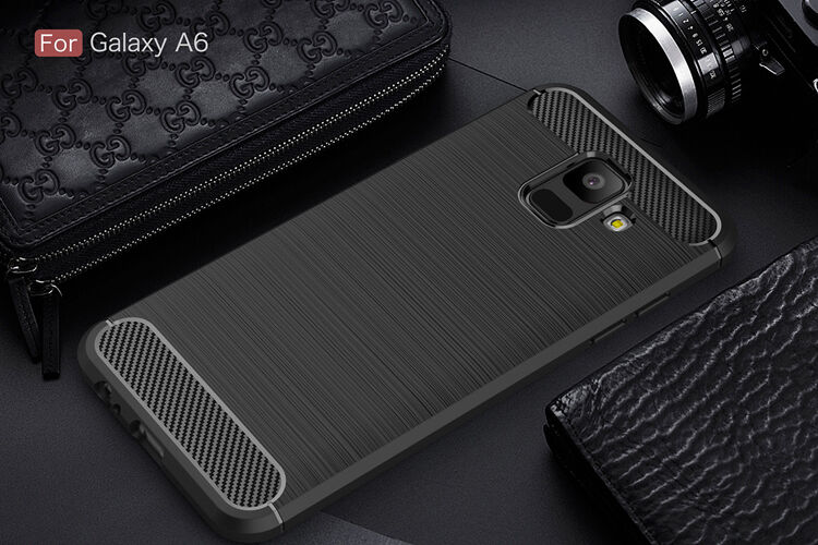 Műanyag tok csiszolt textúrával Samsung Galaxy A6 (2018) - fekete