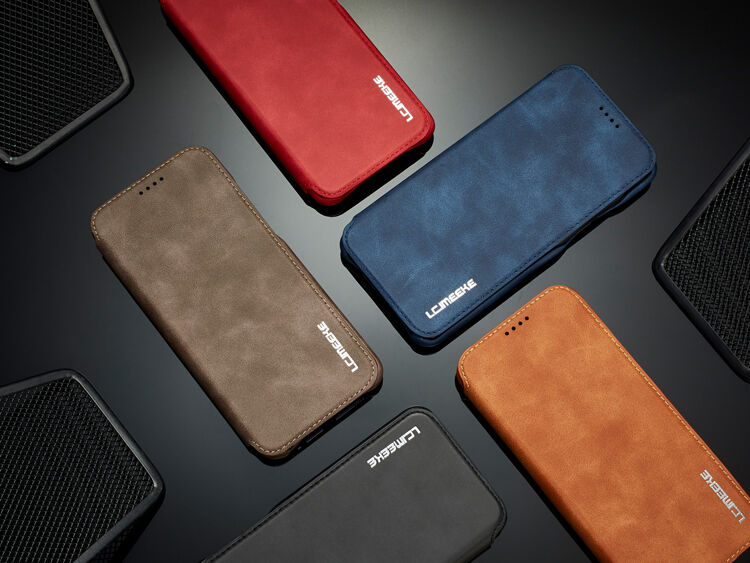 LC.Imeeke bőr flip cover tok Samsung Galaxy S9 - barna