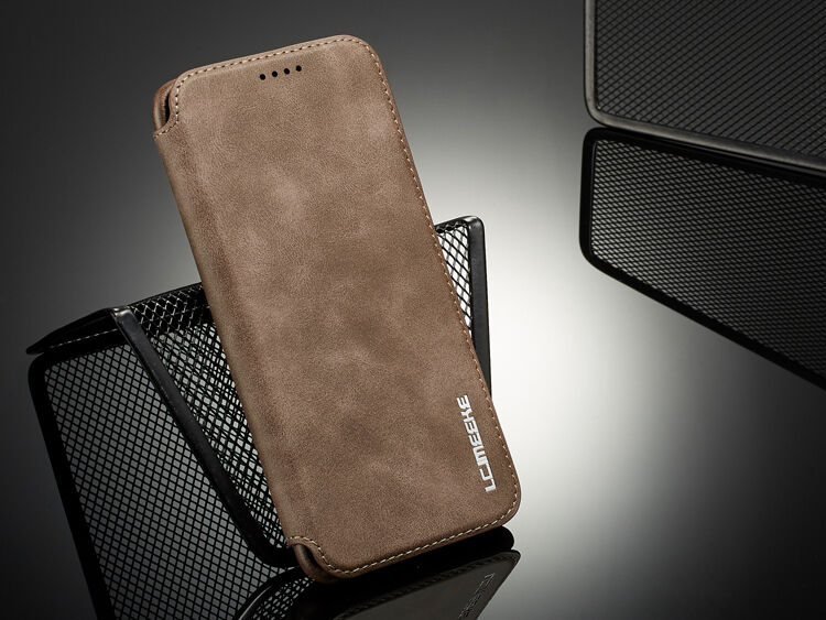 LC.Imeeke bőr flip cover tok Samsung Galaxy S9 - barna