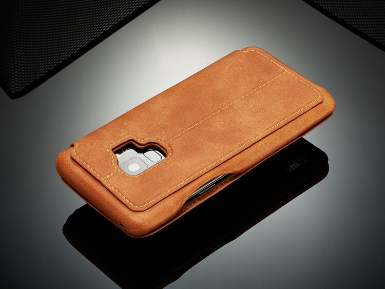 LC.Imeeke bőr flip cover tok Samsung Galaxy S9 - barna