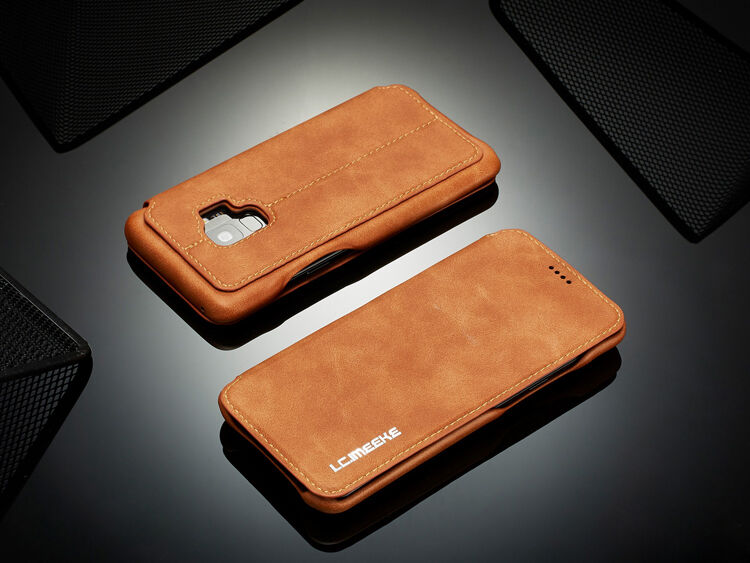 LC.Imeeke bőr flip cover tok Samsung Galaxy S9 - barna