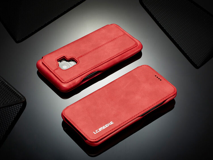 LC.Imeeke bőr flip cover tok Samsung Galaxy S9 - barna