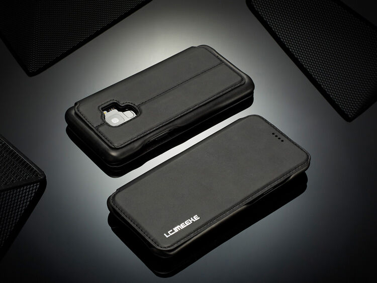 LC.Imeeke bőr flip cover tok Samsung Galaxy S9 - barna