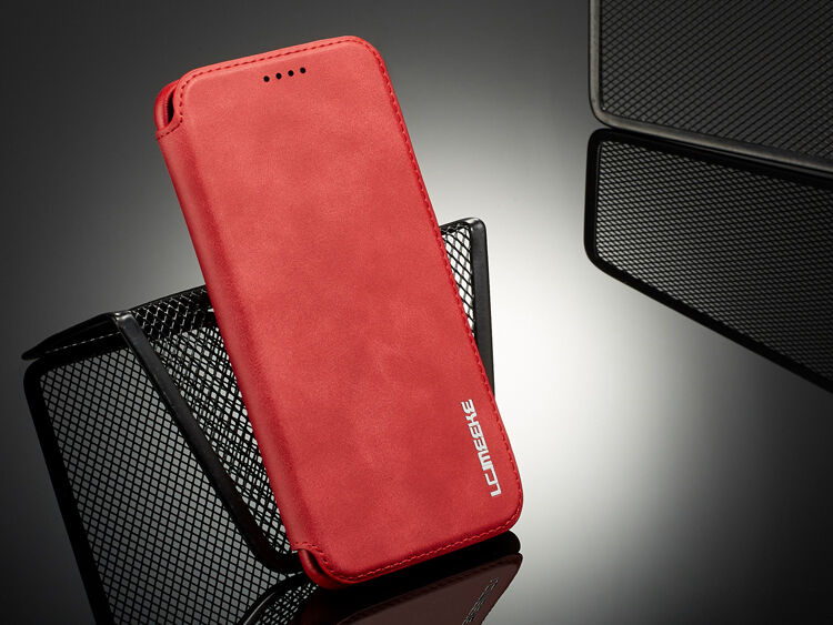 LC.Imeeke bőr flip cover tok Samsung Galaxy S9 - piros