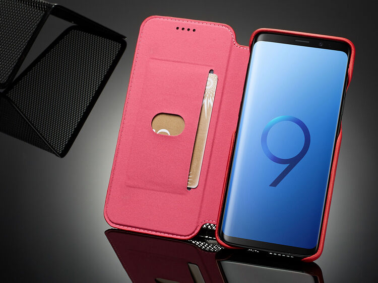 LC.Imeeke bőr flip cover tok Samsung Galaxy S9 - piros