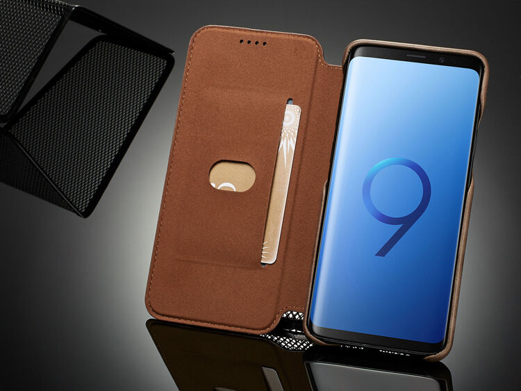 LC.Imeeke bőr flip cover tok Samsung Galaxy S9 - piros