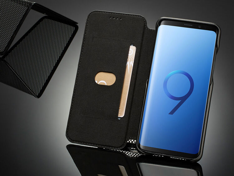 LC.Imeeke bőr flip cover tok Samsung Galaxy S9 - piros