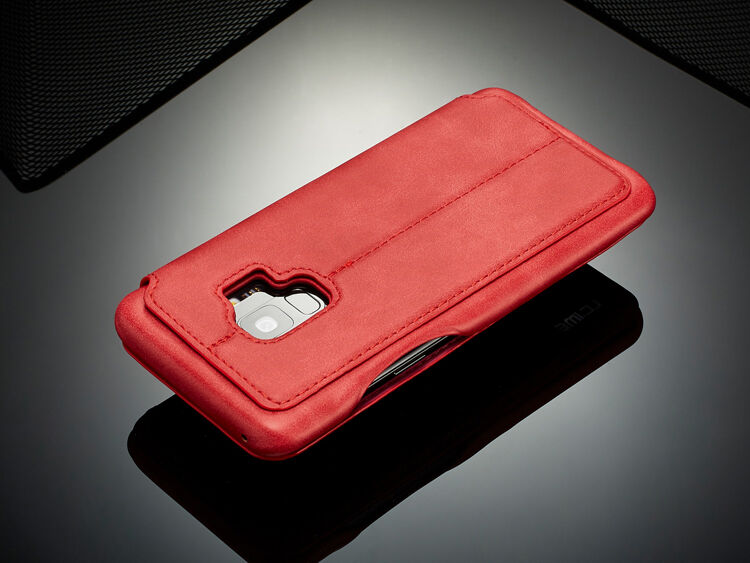 LC.Imeeke bőr flip cover tok Samsung Galaxy S9 - piros