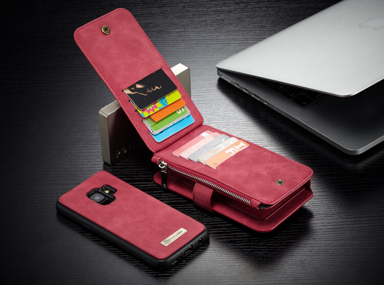 Caseme 2 az egyben pénztárcás tok Samsung Galaxy S9 - piros