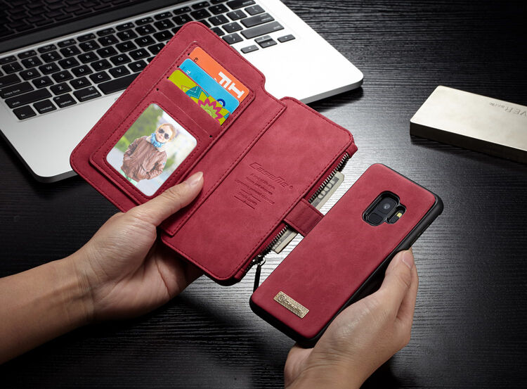 Caseme 2 az egyben pénztárcás tok Samsung Galaxy S9 - piros