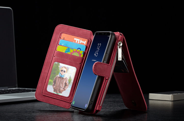Caseme 2 az egyben pénztárcás tok Samsung Galaxy S9 - piros