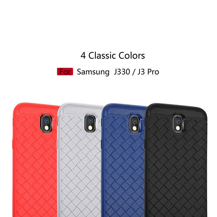 Műanyag tok fonott textúrával Samsung Galaxy J3 (2017) - szürke