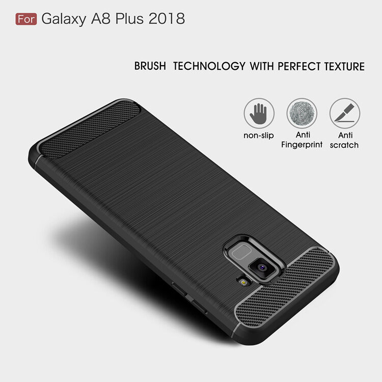 Műanyag tok csiszolt textúrával Samsung Galaxy A8 Plus (2018) - sötétkék