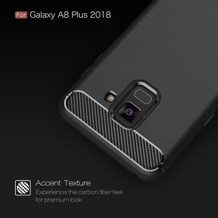 Műanyag tok csiszolt textúrával Samsung Galaxy A8 Plus (2018) - piros