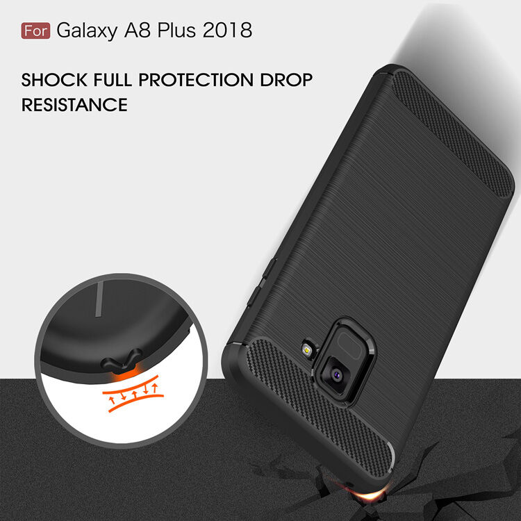 Műanyag tok csiszolt textúrával Samsung Galaxy A8 Plus (2018) - piros