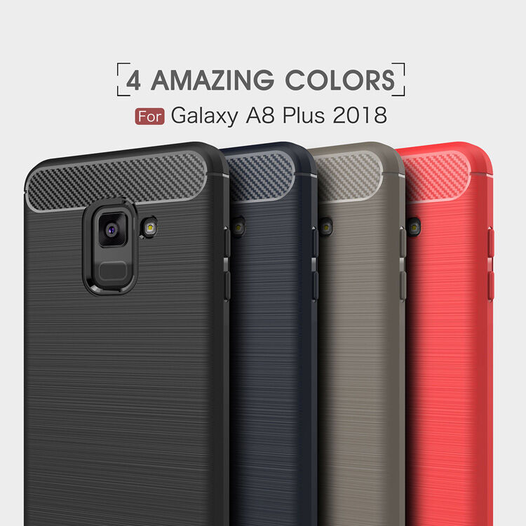 Műanyag tok csiszolt textúrával Samsung Galaxy A8 Plus (2018) - piros