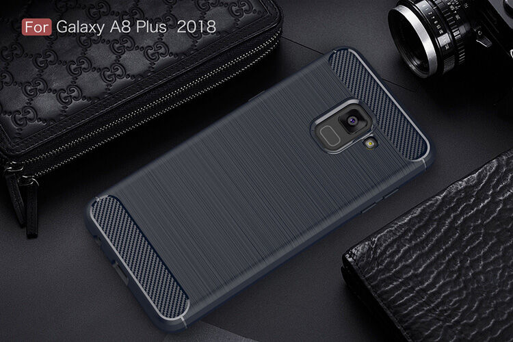 Műanyag tok csiszolt textúrával Samsung Galaxy A8 Plus (2018) - piros