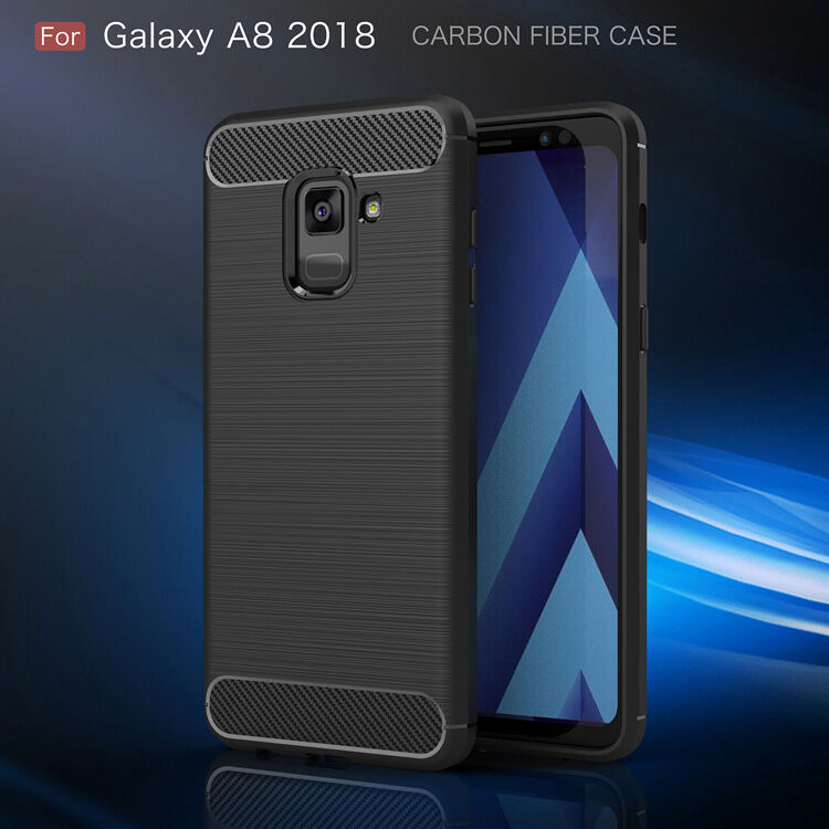 Műanyag tok csiszolt textúrával Samsung Galaxy A8 (2018) - piros