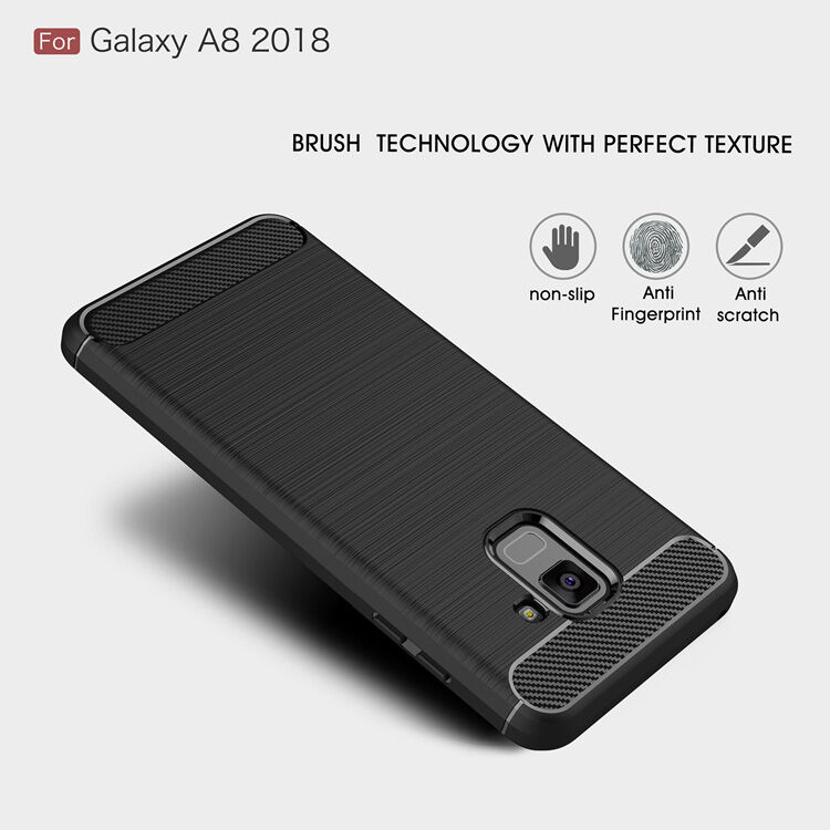 Műanyag tok csiszolt textúrával Samsung Galaxy A8 (2018) - piros