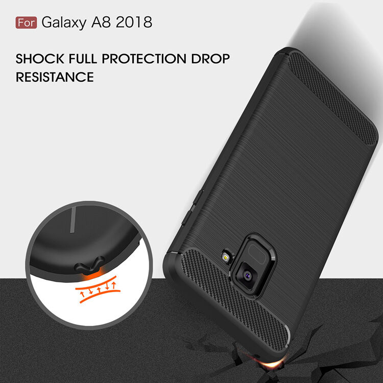 Műanyag tok csiszolt textúrával Samsung Galaxy A8 (2018) - piros
