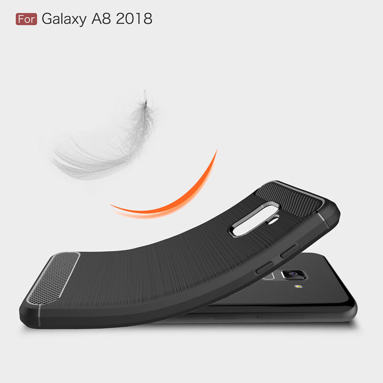 Műanyag tok csiszolt textúrával Samsung Galaxy A8 (2018) - piros