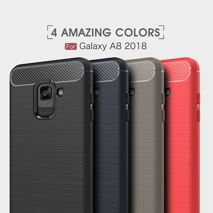 Műanyag tok csiszolt textúrával Samsung Galaxy A8 (2018) - piros