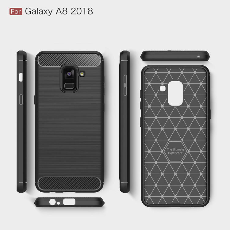 Műanyag tok csiszolt textúrával Samsung Galaxy A8 (2018) - piros
